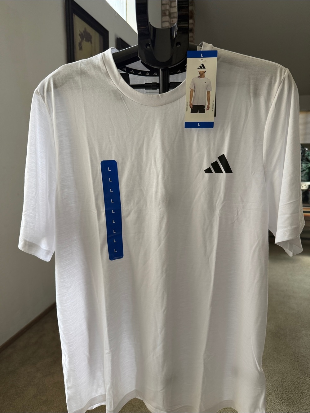 adidas White Short-Sleeve Men's Athletic Tee with Black Logo